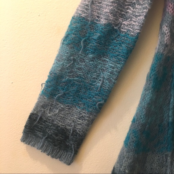 Free People Blue Scoop Neck Oversized Sweater XS - Picture 2 of 7